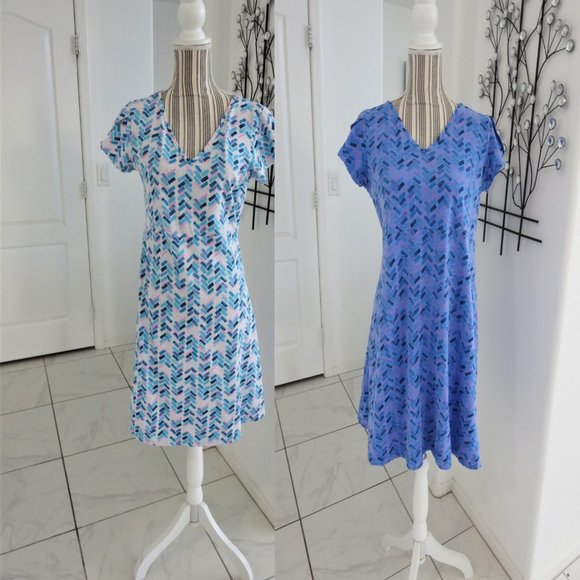 fresh produce Dresses & Skirts - 2 for 1 Fresh Produce Short Sleeve Print A-Line Dress Turquoise Pink Blue White